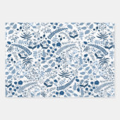 Mooie Classic Blue en White Floral Patronen Inpakpapier Vel (Voorkant 3)