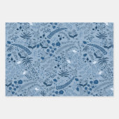 Mooie Classic Blue en White Floral Patronen Inpakpapier Vel (Voorkant 2)