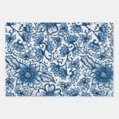 Mooie Classic Blue en White Floral Patronen Inpakpapier Vel (Voorkant)