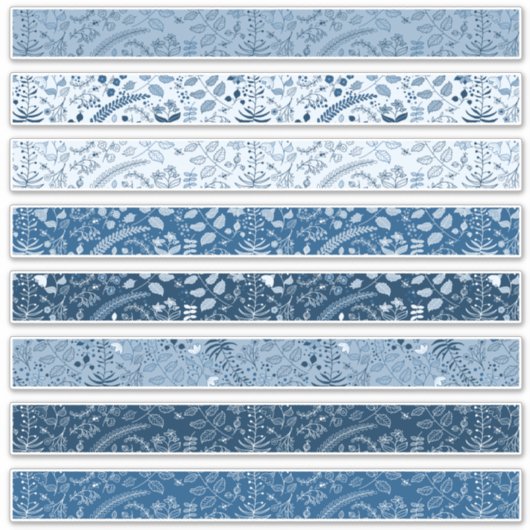 Mooie Classic Blue Floral Boho-patronen Sticker (Voorkant)