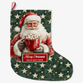 Mooie Classic Santa Stocking met Jouw naam Grote Kerstsok (Voorkant)