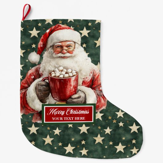 Mooie Classic Santa Stocking met Jouw naam Grote Kerstsok (Voorkant)