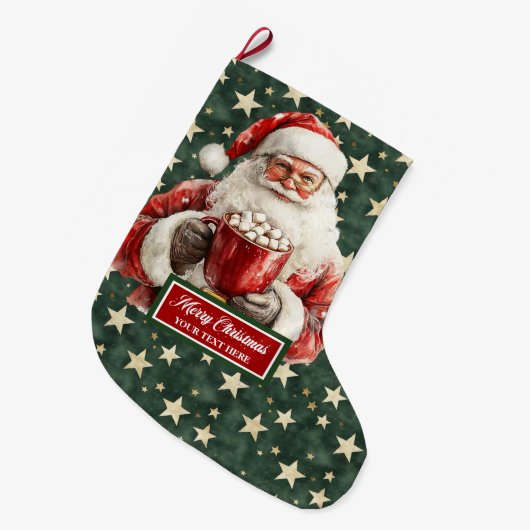 Mooie Classic Santa Stocking met Jouw naam Grote Kerstsok (Voorkant (Hangend))