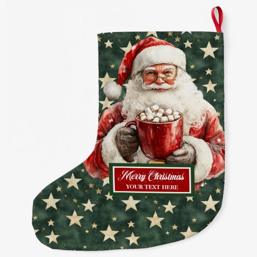 Mooie Classic Santa Stocking met Jouw naam Grote Kerstsok (Achterkant)