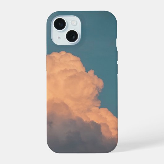 Mooie Cloud Telefoon Case (Blauwgroen/Oranje) iPhone 15 Case (Achterkant)