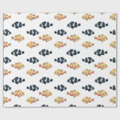 Mooie Clown Vis Schilderen Zwart en Geel Cadeaupapier (Vlak)