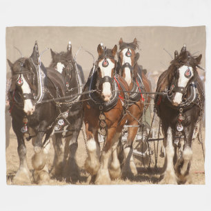 Mooie Clydesdale Paarden Ploegen - Teamwerk Fleece Deken