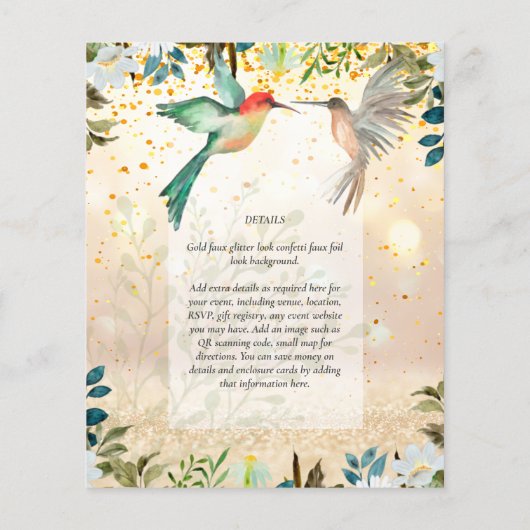 Mooie COLIBRIS Paar Trouw Uitnodigingen (Achterkant)