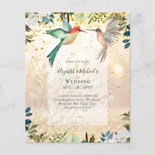 Mooie COLIBRIS Paar Trouw Uitnodigingen (Voorkant)