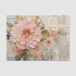 Mooie collage met geschilderde bloemen op gescheur tissuepapier