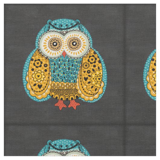 Mooie Colorful Boho Retro Owl Stof (Close Up)