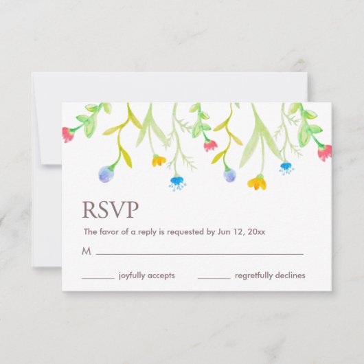 Mooie Colorful Summer Flowers RSVP Kaartje (Voorkant)