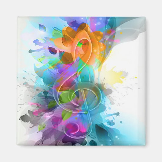 Mooie Colorful Waterverf Splatter Music-notitie Magneet (Voorkant)