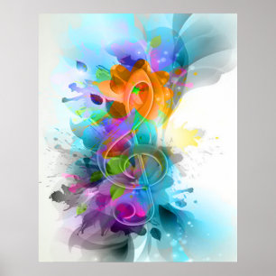 Mooie Colorful Waterverf Splatter Music-notitie Poster