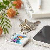 Mooie Colorful Waterverf Splatter Music-notitie Sleutelhanger (Zijkant)