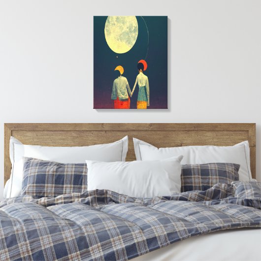 Mooie combinatie met Moon Canvas afdrukken (Insitu (Slaapkamer))