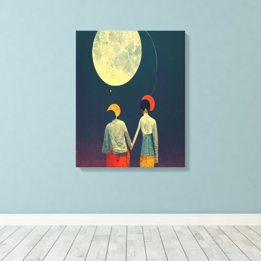 Mooie combinatie met Moon Canvas afdrukken (Insitu (Houten vloer))