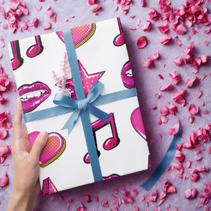 Mooie comic book stijl kus ster muziek hart cadeaupapier