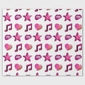 Mooie comic book stijl kus ster muziek hart cadeaupapier (Vlak)