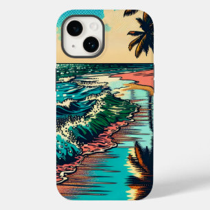 Mooie Comic Pop Art Style Beach Scene Case-Mate iPhone 14 Hoesje