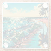 Mooie Comic Pop Art Style Beach Scene Glazen Onderzetter (Achterkant)