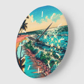 Mooie Comic Pop Art Style Beach Scene Grote Klok (Hoek)