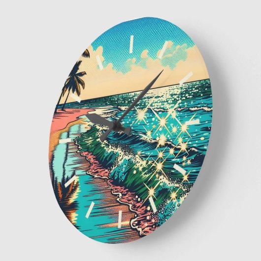Mooie Comic Pop Art Style Beach Scene Grote Klok (Hoek)
