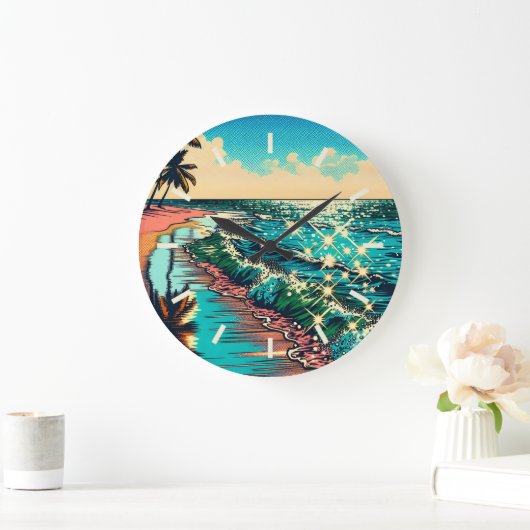 Mooie Comic Pop Art Style Beach Scene Grote Klok (Huis)