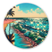 Mooie Comic Pop Art Style Beach Scene Keramische Knop (Voorkant)