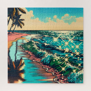 Mooie Comic Pop Art Style Beach Scene Legpuzzel