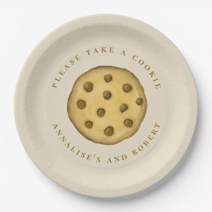 Mooie Cookie Dessert Eenvoudige Chocolade Chip Papieren Bordje