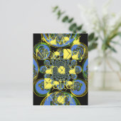 Mooie coole koningsblauwe zwarte caleidoscoop kuns briefkaart (Staand voorkant)