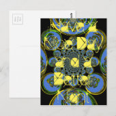 Mooie coole koningsblauwe zwarte caleidoscoop kuns briefkaart (Voorkant / Achterkant)