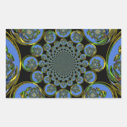 Mooie coole koningsblauwe zwarte caleidoscoop kuns rechthoekige sticker (Voorkant)