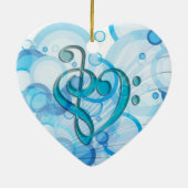 Mooie coole muzieknoten samen als hart keramisch ornament (Achterkant)