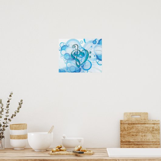 Mooie coole muzieknoten samen als hart poster (Keuken)