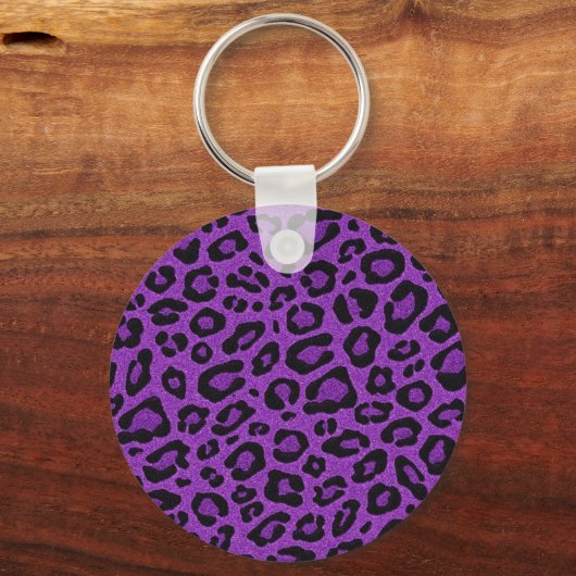 Mooie, coole paarse leopardereffecten sleutelhanger (Voorkant)