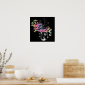 Mooie coole Vredeswoord kleurrijke ziren Poster (Keuken)