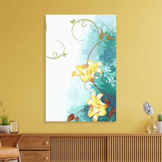 Mooie, coole waterverf met verschillende blauwe ti canvas afdruk (Insitu (Woonkamer))