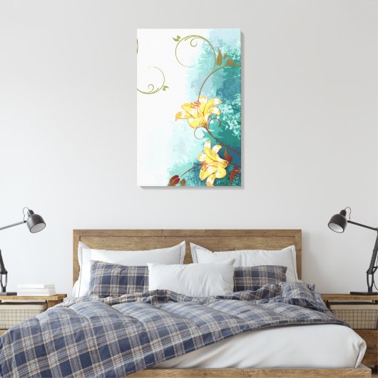 Mooie, coole waterverf met verschillende blauwe ti canvas afdruk (Insitu (Slaapkamer))