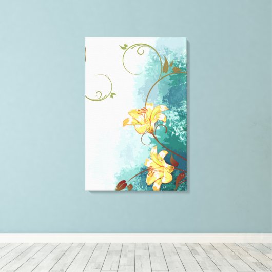 Mooie, coole waterverf met verschillende blauwe ti canvas afdruk (Insitu (Houten vloer))