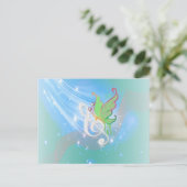 Mooie, coole witte muzieknotitie vlinder briefkaart (Staand voorkant)