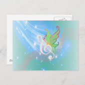 Mooie, coole witte muzieknotitie vlinder briefkaart (Voorkant / Achterkant)