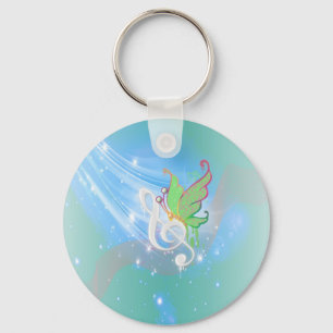 Mooie, coole witte muzieknotitie vlinder sleutelhanger