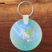 Mooie, coole witte muzieknotitie vlinder sleutelhanger (Voorkant)