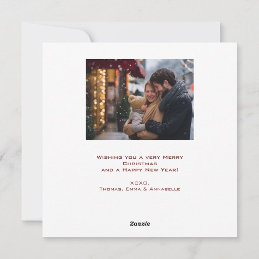 Mooie Coquette Hulst en Gouden Strik Feestdagenkaart (Achterkant)