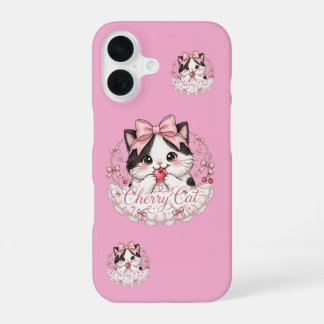 Mooie Coquette Kers Kat iPhone 16 Hoesje Cadeaus