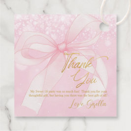 Mooie Coquette Roze Lint Bogen Sweet 16 Sixteen Bedankjes Labels