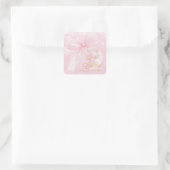 Mooie Coquette Roze Lint Bogen Sweet 16 Sixteen Vierkante Sticker (Tas)