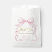 Mooie Coquette Roze Lint Bogen Sweet Sixteen 16 Bedankzakje (Voorkant)